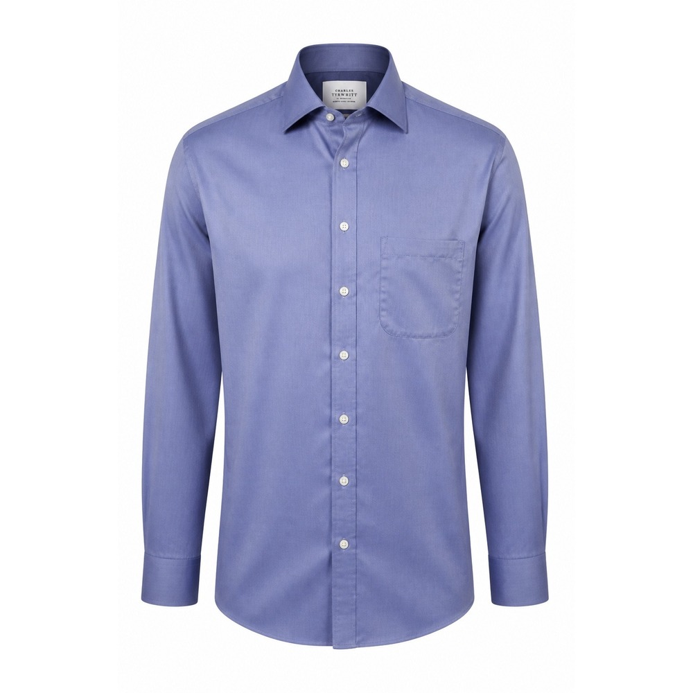 Charles Tyrwhitt  16.5 35 Blue Non Iron Twill Dress Shirt Slim Fit 100% Cotton